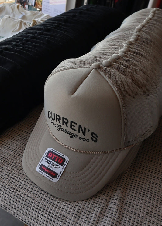 khaki trucker hat
